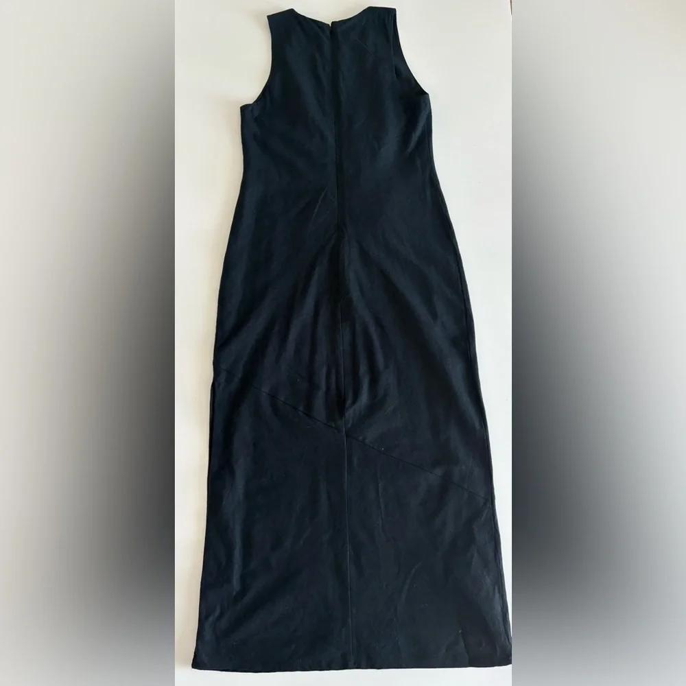 Abercrombie & Fitch Black Straight Linen Lined Maxi Dress